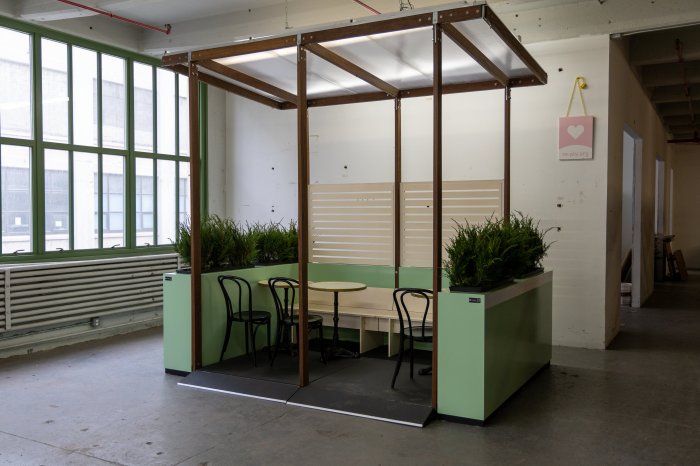 Outdoor dining: DOT gives restaurants the green light to start setting up al fresco seating areas next week 2 structure with chairs and tables that can be used for outdoor dining in NYC