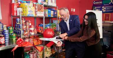 CUNY unveils new food pantry at Macaulay Honors College to combat student food insecurity 23 CUNY Chancellor Félix V. Matos Rodríguez and Macaulay Scholars Council President Shania Persaud open the food pantry.