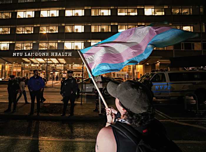 Trans rights protesters march on NYU Langone demanding hospital ignore Trump order, continue gender-affirming care for youth 2 Trans rights protesters march on NYU Langone
