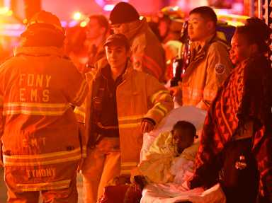 Two-alarm Brooklyn fire leaves three firefighters injured after stairwell collapse 9 Firefighters at scene of two-alarm Brooklyn fire