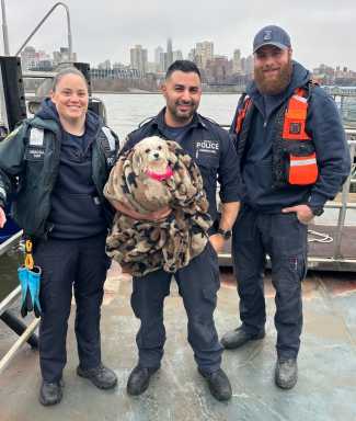 NYPD Harbor Unit members who rescued dog from East River