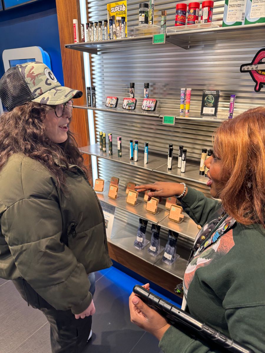 Going green: Why some New Yorkers leaned toward cannabis over alcohol on St. Patrick's Day 2 Ariella Vaakil chats with an employee at Culture House, a Midtown cannabis dispensary.