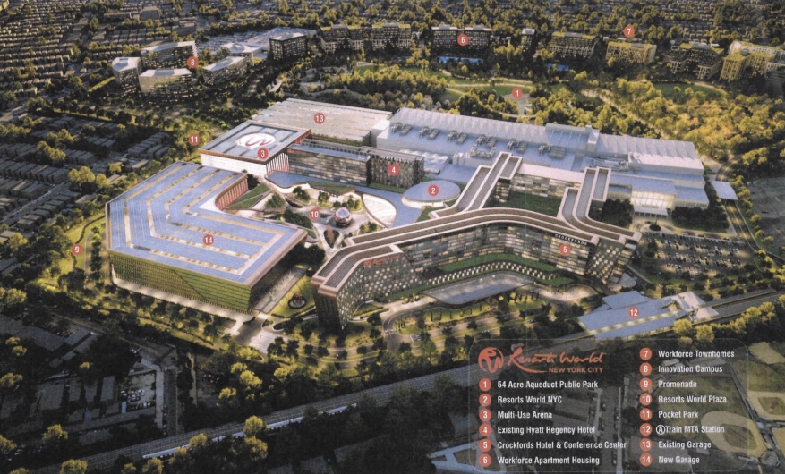 Rendering of the Resorts World NYC Casino expansion plan at Aqueduct Racetrack.