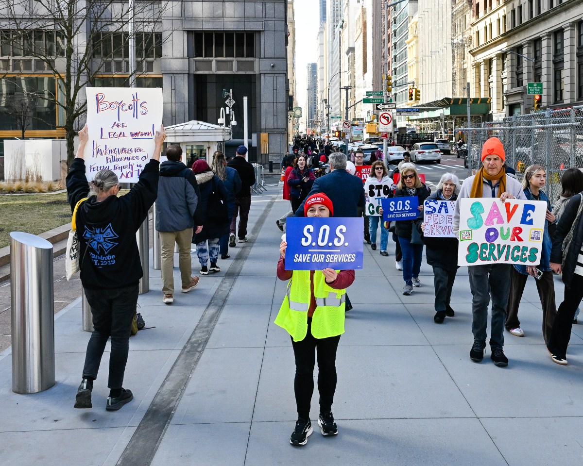 Federal workers protest outside Javits building to rally against illegal mass firings 2 Federal workers and allies protested outside the Jacob K. Javits Federal Building against the massive DOGE firings. Photo by Gabriele Holtermann