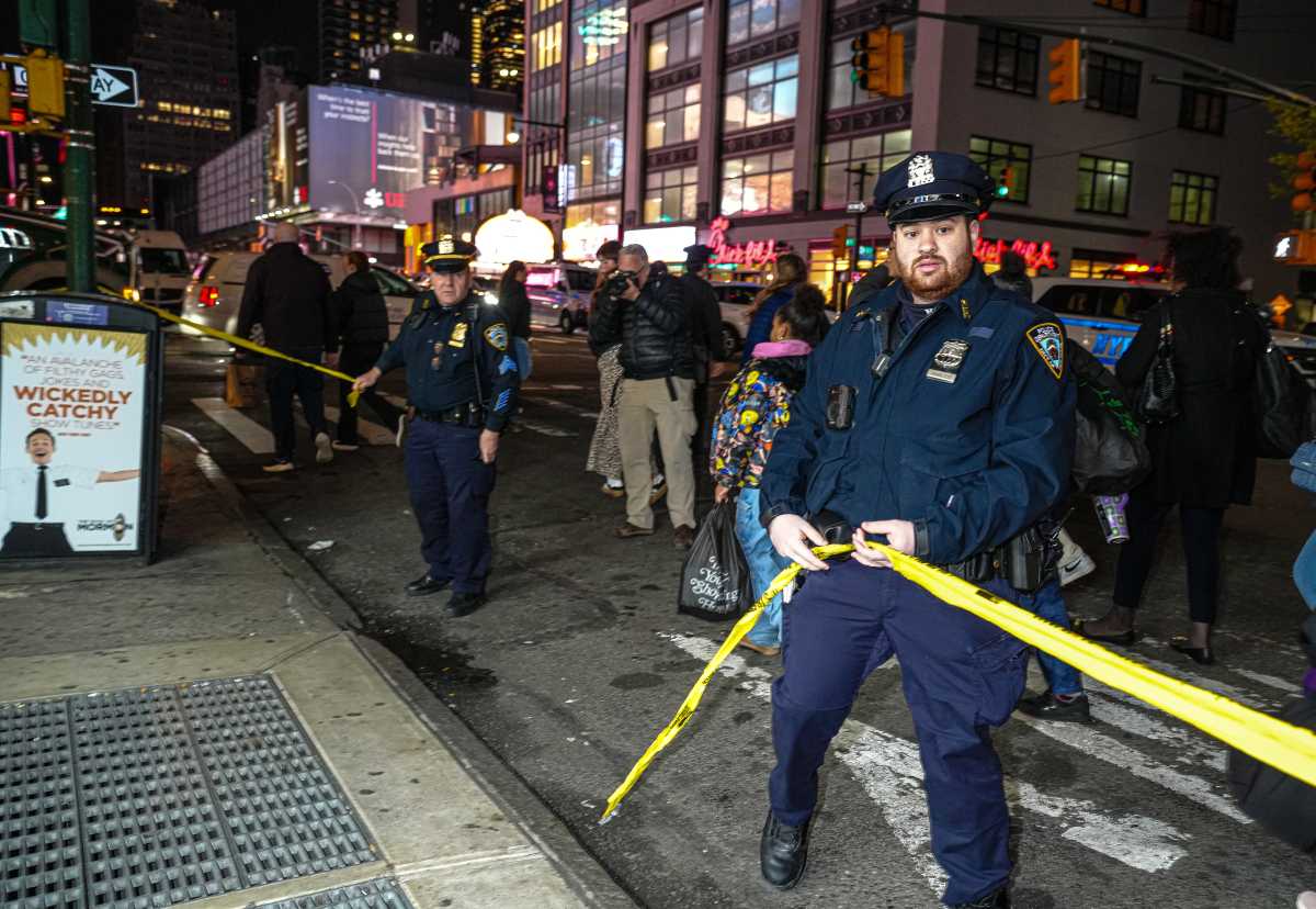 Police in Times Square stretch crime scene tape after stabbing