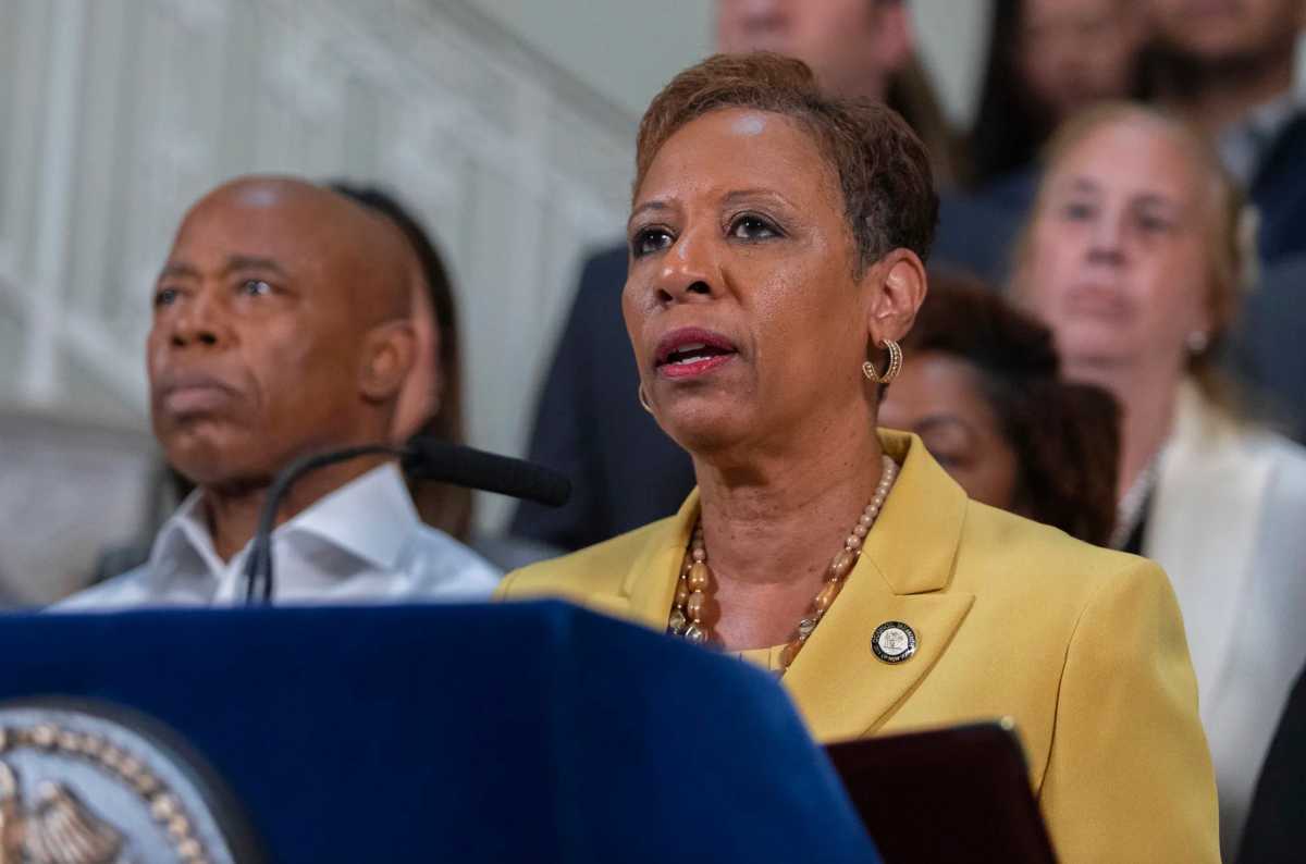 Speaker Adams at City Hall in 2025 Mayor's race