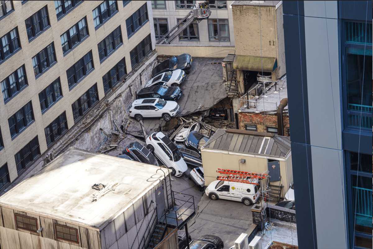 Scene of parking garage collapse in Lower Manhattan
