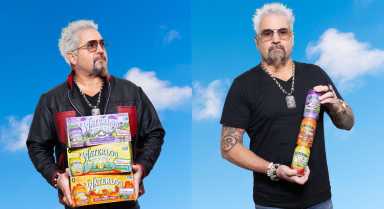 Guy Fieri with his new waterloo sparking water flavors
