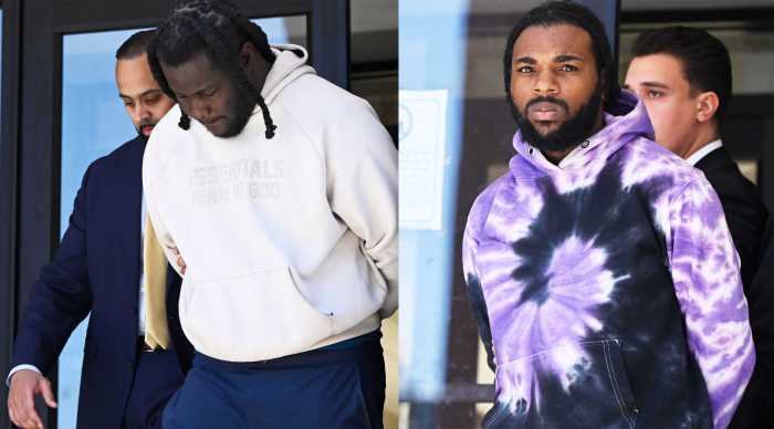 Suspected robbers who shot off-duty cop in Queens at perp walk