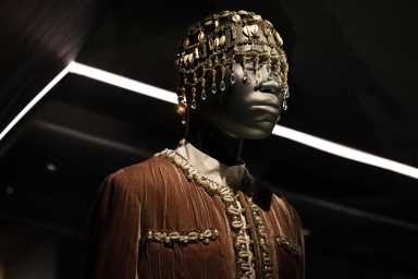 Pieces are seen during a press preview of The Costume Institute's exhibition "Superfine: Tailoring Black Style" at The Metropolitan Museum of Art in New York City, U.S., May 5, 2025.