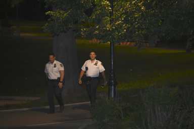 Brooklyn park shooting leaves two men wounded amid a weekend of gun violence in borough 35 Officers canvas Highland Park in Cypress Hills, Brooklyn following a shooting on Sunday, May 18.