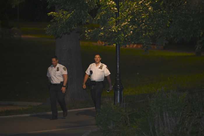 Brooklyn park shooting leaves two men wounded amid a weekend of gun violence in borough 6 Officers canvas Highland Park in Cypress Hills, Brooklyn following a shooting on Sunday, May 18.