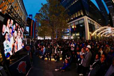 Knicks fans gathered at MSG to watch the game.