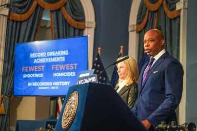 Mayor Adams speaks at a press conference