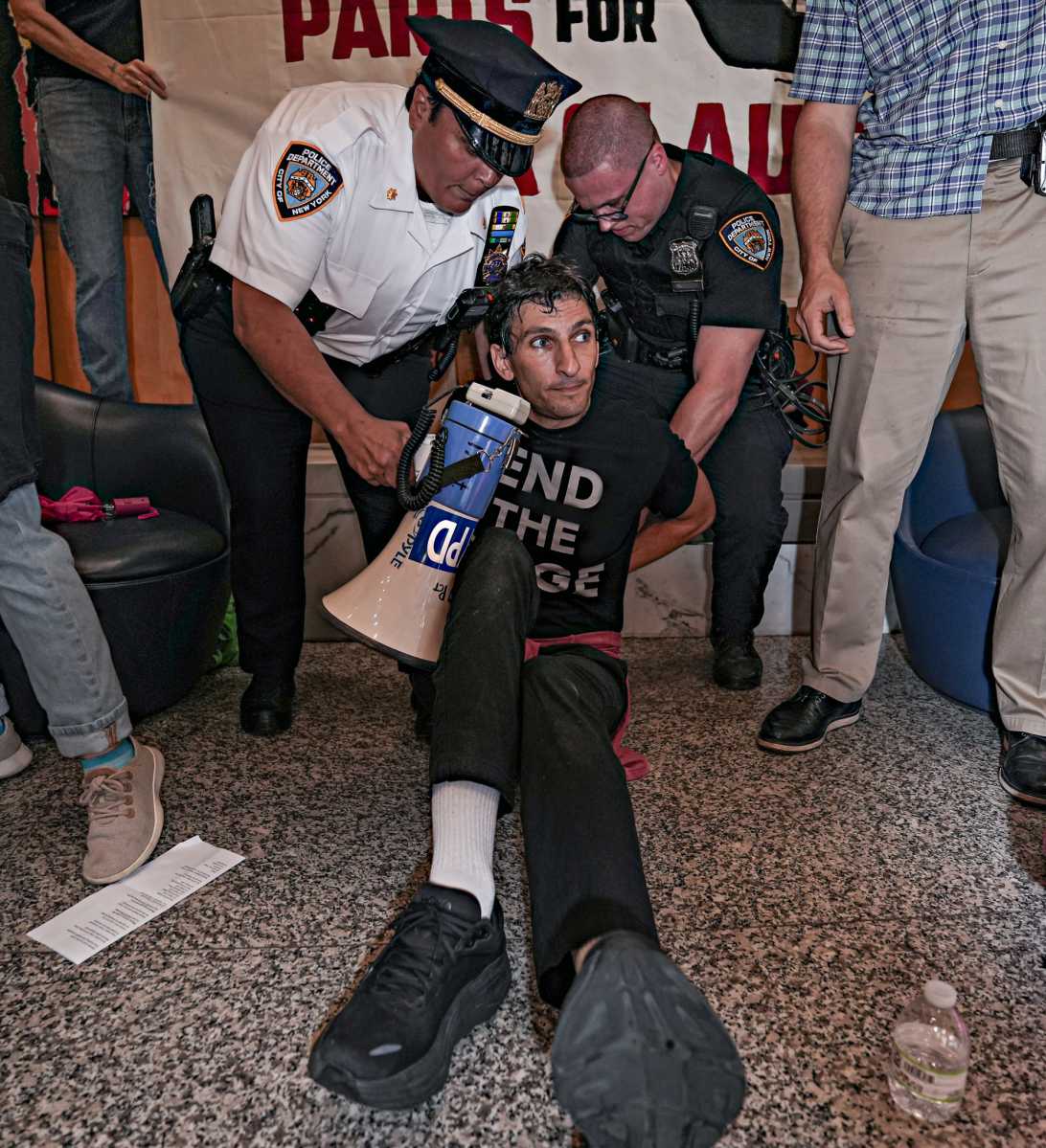 Protesters arrested for occupying Maersk building in Midtown for war in Gaza 11