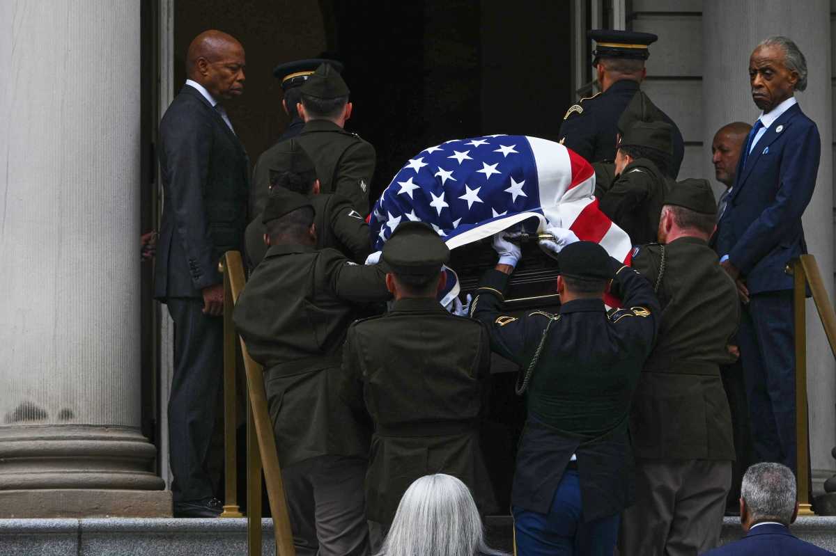 Remembering Charles Rangel: Body of late Congressman arrives at City Hall to lie in state 2 Mayor Eric Adams watches as members of the 369th Regiment escort the casket carrying US Rep. Charles Rangel into City Hall on June 11, 2025.