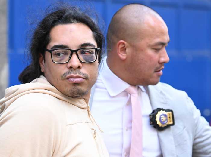 Alleged feet-kissing Manhattan subway creep sports black eye during perp walk for lewd behavior 5 Suspected Manhattan subway creep who kissed woman's feet arrested with black eye