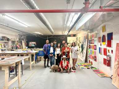 Artists at the Time To Be Happy Gallery on the Lower East Side.