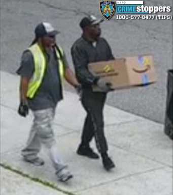 Suspected Queens home invaders carrying Amazon box