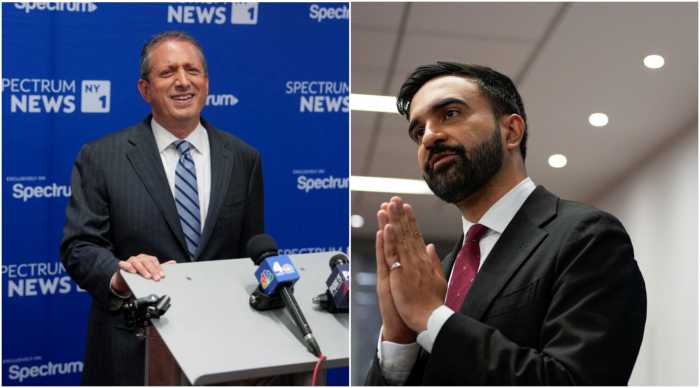 City Comptroller Brad Lander Assembly Member Zohran Mamdani speak to reporters after Thursday night’s mayoral debate, where both candidates sharply criticized former Gov. Andrew Cuomo