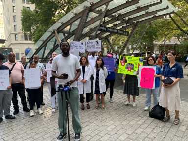 protesters in lower manhattan