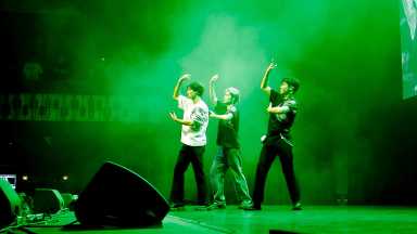 K-pop group Big Ocean on stage in front of a crowd