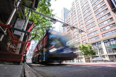 MTA touts higher credit rating thanks in part to congestion pricing and fares 39 An MTA bus passing under a congestion pricing gantry in Manhattan