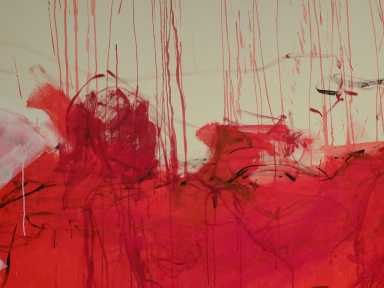 art featuring red paint streaks