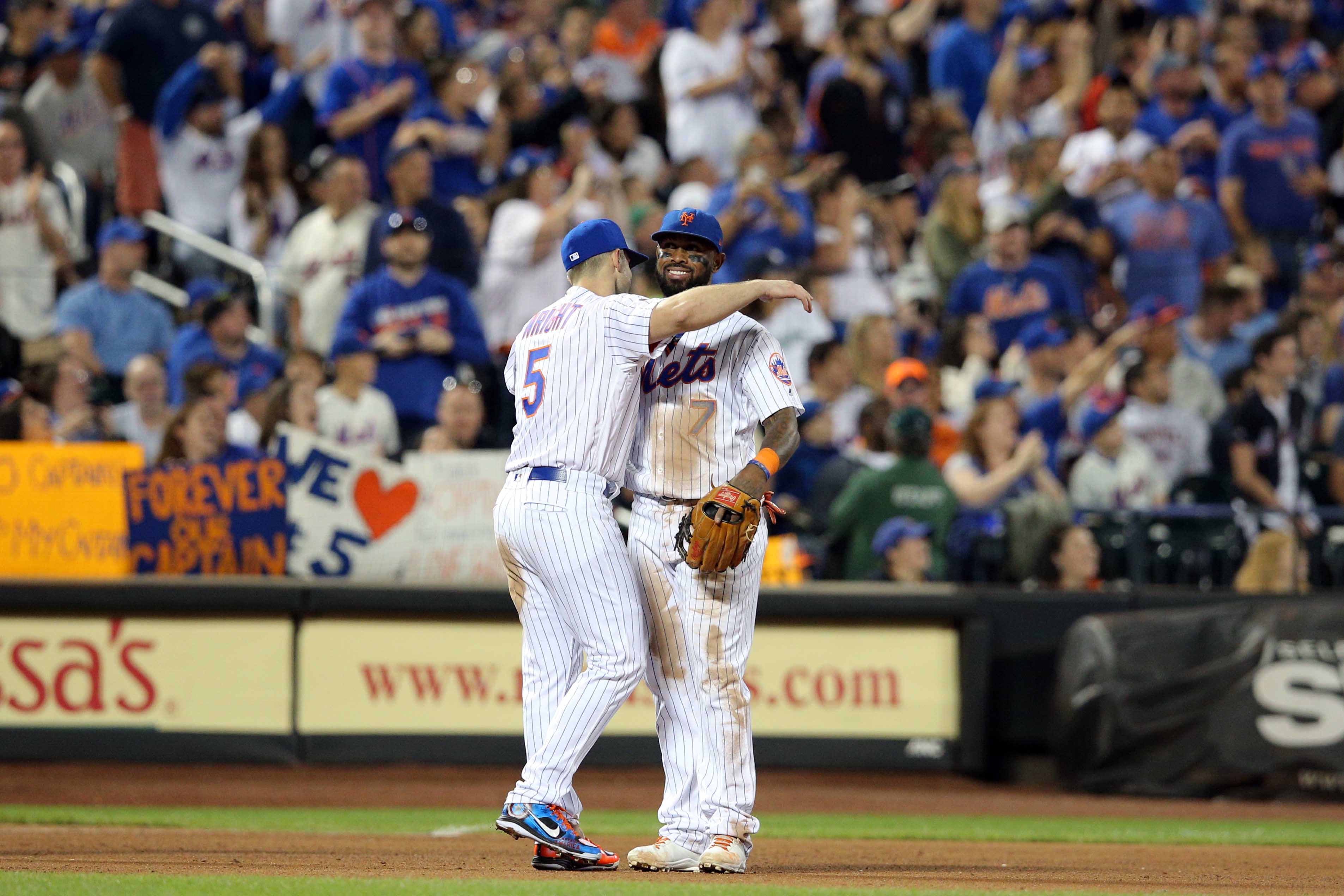 Jose Reyes reveling in David Wright's number retirement: 'He's like my big brother' 4 David Wright Jose Reyes: Man in baseball uniform #5 hugs man in baseball uniform