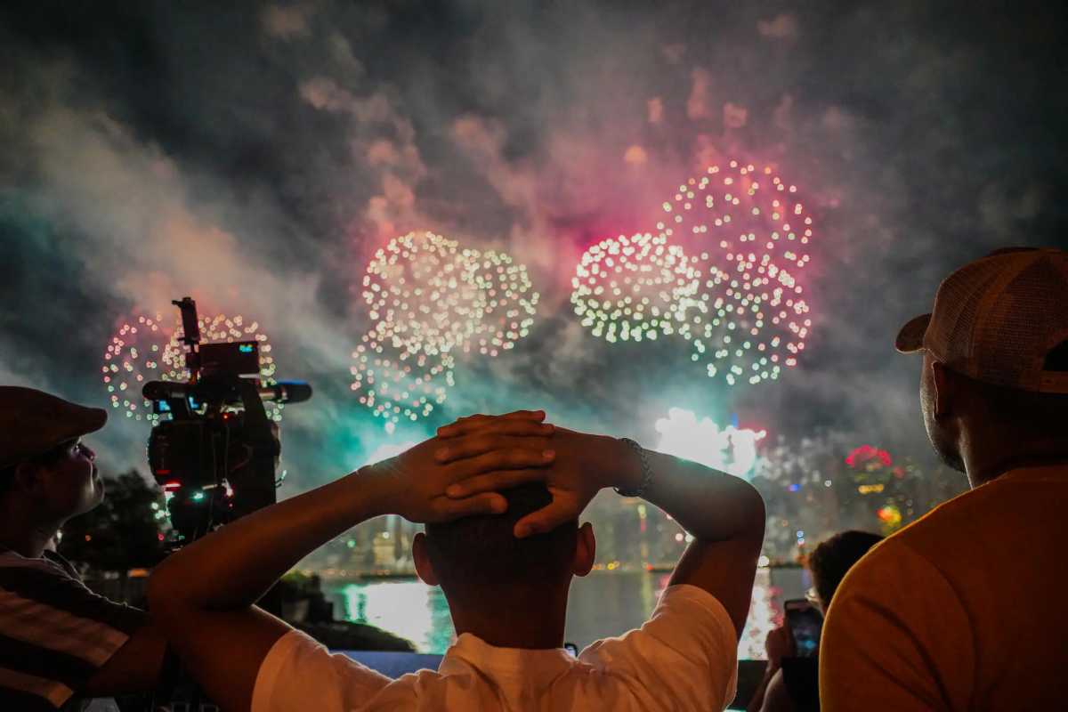 Macy's Fourth of July Fireworks Extravaganza: Where to watch the big show this Friday night 1 Person holding hands on head while watching July 4 fireworks amid smoky haze