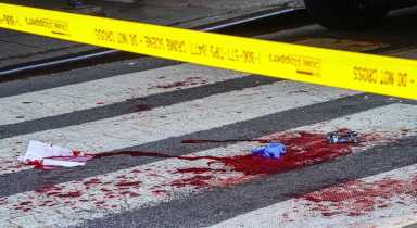 Queens stabbing: Man dead, two others hospitalized in early-morning bloodshed 27 blood on pavement with police line