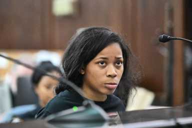 woman looking somber while appearing before judge in chinatown hit-and-run crash arraignment