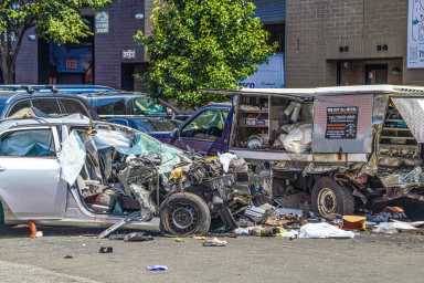 Carnage in Queens: Three dead, including senior driver, after gruesome crash with food cart 3 crushed vehicle and food cart after crash in Queens