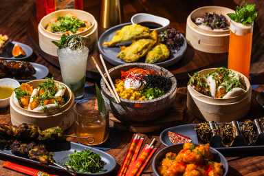 a food spread from Lucky Tiger.