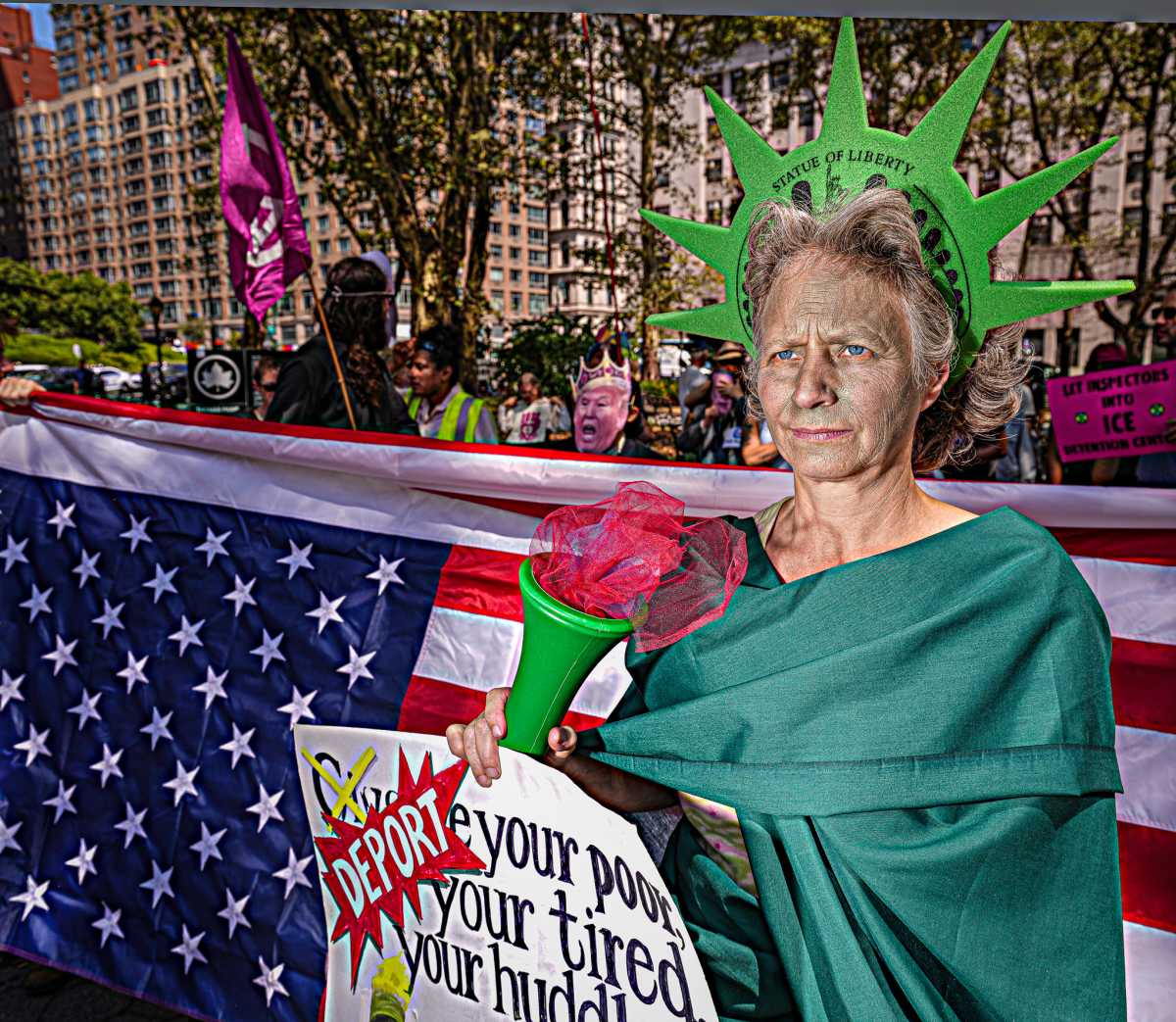 'Give me liberty or give me death': Anti-ICE protesters dressed as Lady Justice, Statue of Liberty arrested outside of Manhattan Immigration court 2