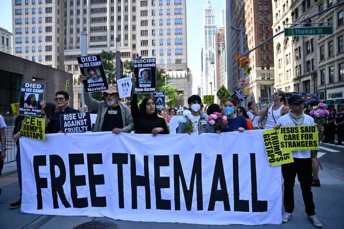 PHOTOS: Protesters gather to denounce federal agents at 26 Federal Plaza 7 As a man was detained by ICE, protestors took to the streets to denounce federal agents being at 26 Federal Plaza on Friday morning.