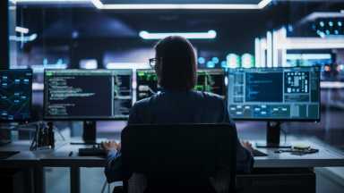 Op-Ed | NY municipalities, public authorities must report cybersecurity incidents 3 Back View of Female Telecommunications Manager Working in Research and Development Facility on a Desktop Computer in Modern Office. Focused Software Engineer Updating Server System Database