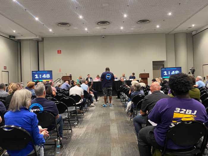 Hell's Kitchen casino plan gets warm reception at first hearing, but some locals are not ready to gamble on the bid 5 An HTC union member speaks in favor of the proposal during the committee hearing