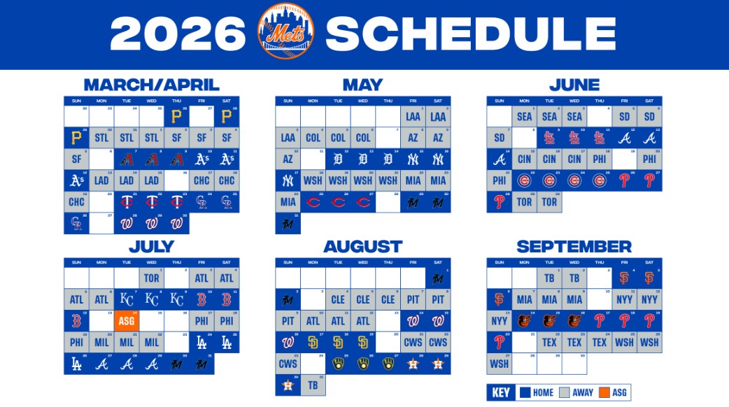 Mets 2026 schedule released: Out west early and often, sparse marquee divisional games 4 Mets schedule