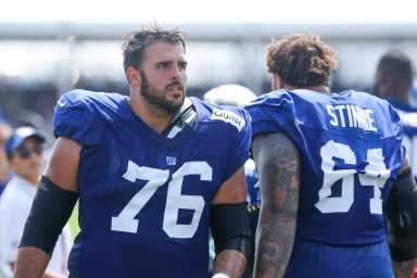 Tempers flare as Giants, Jets fight at joint practice 4 Jon Runyan Giants Aaron Stinnie