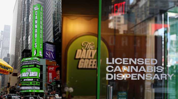 a side by side of The Daily Green, a licensed cannabis dispensary in new york city.
